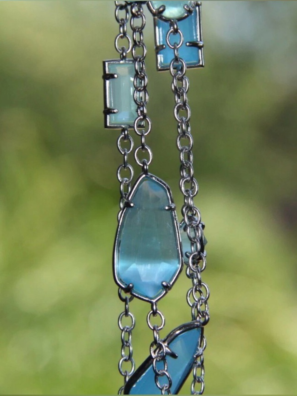 New In Box Kendra Scott Jackinta  Necklace.  Aqua Seafoam Chalcedony Stones